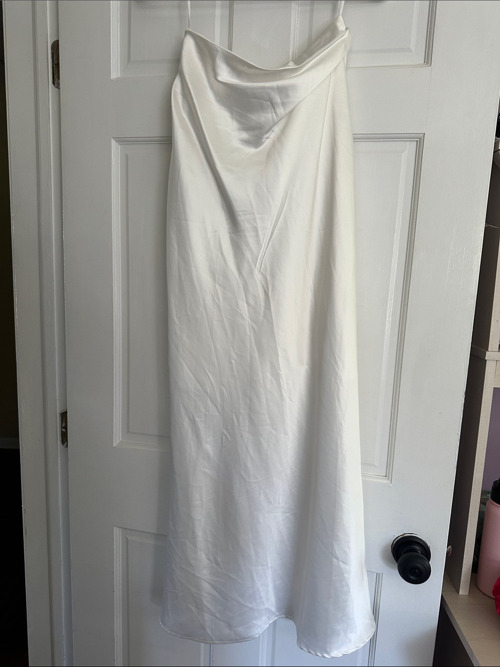 Commense White Strapless Satin Slip Dress